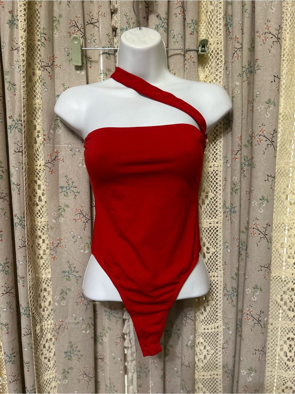 Superdown Red One Shoulder Bodysuit XS Y2K Going Out Clubwear
